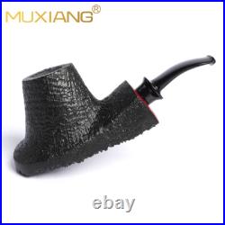 MUXIANG Briar Vulcano Pipe Sandblasted Wooden Freehand Tobacco Pipe With Burl
