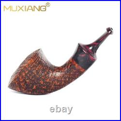 MUXIANG Briar Wood Horn Pipe Handmade Sandblasted Tobacco Pipe Small Pipe Ebonit
