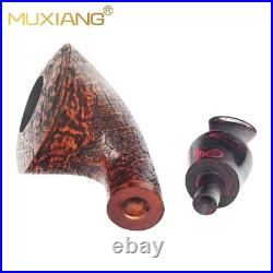 MUXIANG Briar Wood Horn Pipe Handmade Sandblasted Tobacco Pipe Small Pipe Ebonit