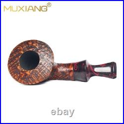 MUXIANG Briar Wood Horn Pipe Handmade Sandblasted Tobacco Pipe Small Pipe Ebonit