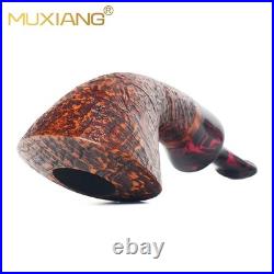 MUXIANG Briar Wood Horn Pipe Handmade Sandblasted Tobacco Pipe Small Pipe Ebonit