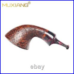 MUXIANG Briar Wood Horn Pipe Handmade Sandblasted Tobacco Pipe Small Pipe Ebonit