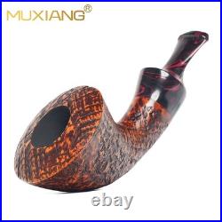 MUXIANG Briar Wood Horn Pipe Handmade Sandblasted Tobacco Pipe Small Pipe Ebonit