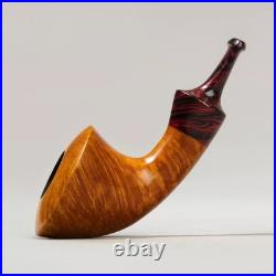 MUXIANG Briar Wood Horn Pipe Handmade Smooth Tobacco Pipe Small Pipe Ebonit Stem
