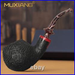 MUXIANG Briar Wood Tobacco Pipe Handmade Freehand Pipe Sandblasted Smoking Pipe