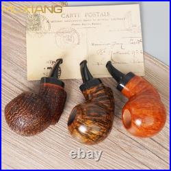MUXIANG Briar Wooden Apple Pipe Sandblasted Pocket Tobacco Pipe Cumberland Stem