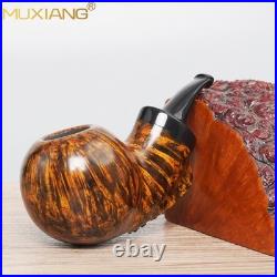 MUXIANG Briar Wooden Apple Pipe Small Pocket Tobacco Pipe Burl Cumberland Stem