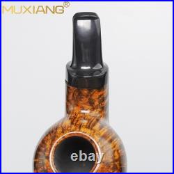 MUXIANG Briar Wooden Apple Pipe Small Pocket Tobacco Pipe Burl Cumberland Stem