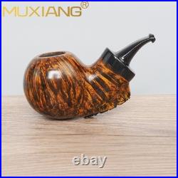 MUXIANG Briar Wooden Apple Pipe Small Pocket Tobacco Pipe Burl Cumberland Stem