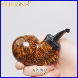 MUXIANG Briar Wooden Apple Pipe Small Pocket Tobacco Pipe Burl Cumberland Stem