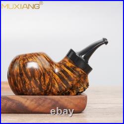 MUXIANG Briar Wooden Apple Pipe Small Pocket Tobacco Pipe Burl Cumberland Stem