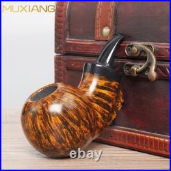 MUXIANG Briar Wooden Apple Pipe Small Pocket Tobacco Pipe Burl Cumberland Stem