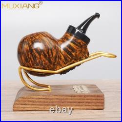 MUXIANG Briar Wooden Apple Pipe Small Pocket Tobacco Pipe Burl Cumberland Stem