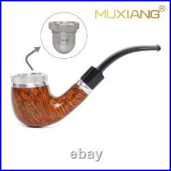 MUXIANG Briar Wooden Cigar Pipe 9mm Smooth Billiard Tobacco Pipe Fit 52-58 Ring