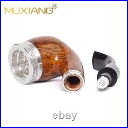 MUXIANG Briar Wooden Cigar Pipe 9mm Smooth Billiard Tobacco Pipe Fit 52-58 Ring