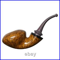 MUXIANG Briar Wooden Freehand Pipe Smooth Tobacco Pipe Ebonite Stem Horn Ring