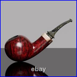 MUXIANG Briar Wooden Freehand Pipe Smooth Tobacco Smoking Pipe Bent Ebonite Stem
