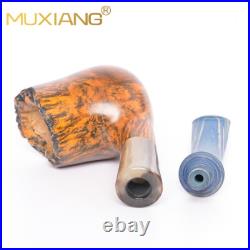 MUXIANG Briar Wooden Freehand Pipe Smooth Tobacco Smoking Pipe Bent Ebonite Stem