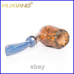 MUXIANG Briar Wooden Freehand Pipe Smooth Tobacco Smoking Pipe Bent Ebonite Stem