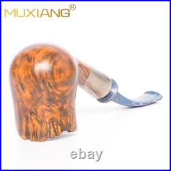 MUXIANG Briar Wooden Freehand Pipe Smooth Tobacco Smoking Pipe Bent Ebonite Stem