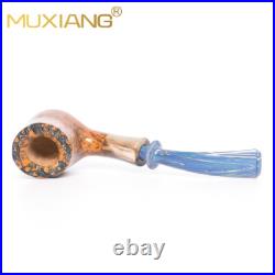 MUXIANG Briar Wooden Freehand Pipe Smooth Tobacco Smoking Pipe Bent Ebonite Stem
