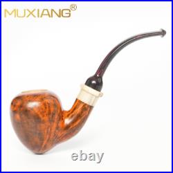 MUXIANG Briar Wooden Freehand Pipe Smooth Tobacco Smoking Pipe Horn Ring Ebonite