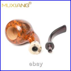 MUXIANG Briar Wooden Freehand Pipe Smooth Tobacco Smoking Pipe Horn Ring Ebonite