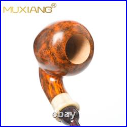 MUXIANG Briar Wooden Freehand Pipe Smooth Tobacco Smoking Pipe Horn Ring Ebonite