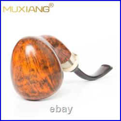MUXIANG Briar Wooden Freehand Pipe Smooth Tobacco Smoking Pipe Horn Ring Ebonite