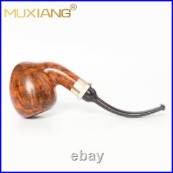 MUXIANG Briar Wooden Freehand Pipe Smooth Tobacco Smoking Pipe Horn Ring Ebonite