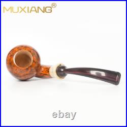 MUXIANG Briar Wooden Freehand Pipe Smooth Tobacco Smoking Pipe Horn Ring Ebonite