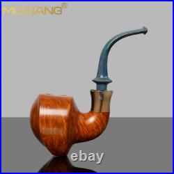 MUXIANG Briar Wooden Freehand Pipe Vulcanite Stem Smooth Tobacco Pipe Gift Box