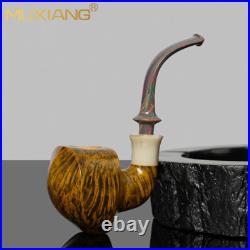 MUXIANG Briar Wooden Freehand Pipe Vulcanite Stem Smooth Tobacco Smoking Pipe