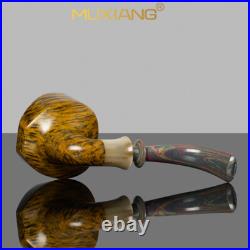 MUXIANG Briar Wooden Freehand Pipe Vulcanite Stem Smooth Tobacco Smoking Pipe