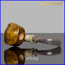 MUXIANG Briar Wooden Freehand Pipe Vulcanite Stem Smooth Tobacco Smoking Pipe