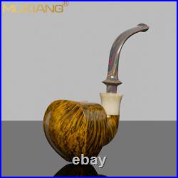 MUXIANG Briar Wooden Freehand Pipe Vulcanite Stem Smooth Tobacco Smoking Pipe