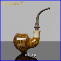 MUXIANG Briar Wooden Freehand Pipe Vulcanite Stem Smooth Tobacco Smoking Pipe