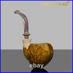 MUXIANG Briar Wooden Freehand Pipe Vulcanite Stem Smooth Tobacco Smoking Pipe