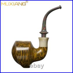 MUXIANG Briar Wooden Freehand Pipe Vulcanite Stem Smooth Tobacco Smoking Pipe