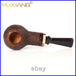 MUXIANG Briar Wooden Freehand Tobacco Pipe Sandblasted Smoking Pipe Ebonite Stem