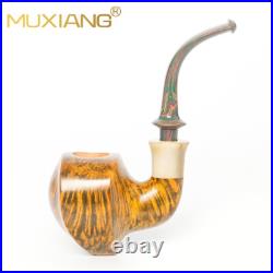 MUXIANG Briar Wooden Freehand Tobacco Pipe Vulcanite Stem Smooth Pipe Contrast