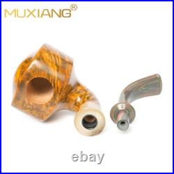 MUXIANG Briar Wooden Freehand Tobacco Pipe Vulcanite Stem Smooth Pipe Contrast