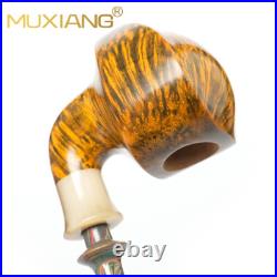 MUXIANG Briar Wooden Freehand Tobacco Pipe Vulcanite Stem Smooth Pipe Contrast