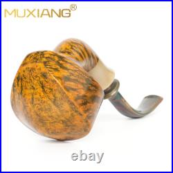 MUXIANG Briar Wooden Freehand Tobacco Pipe Vulcanite Stem Smooth Pipe Contrast