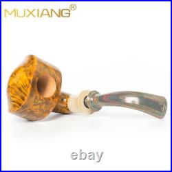 MUXIANG Briar Wooden Freehand Tobacco Pipe Vulcanite Stem Smooth Pipe Contrast