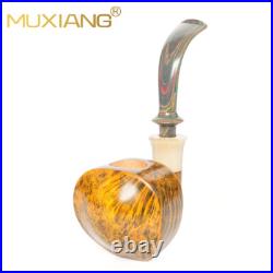 MUXIANG Briar Wooden Freehand Tobacco Pipe Vulcanite Stem Smooth Pipe Contrast