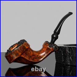 MUXIANG Briar Wooden Horn Pipe Handmade Wooden Tobacco Smoking Pipe Burl Ebonite