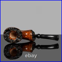 MUXIANG Briar Wooden Horn Pipe Handmade Wooden Tobacco Smoking Pipe Burl Ebonite
