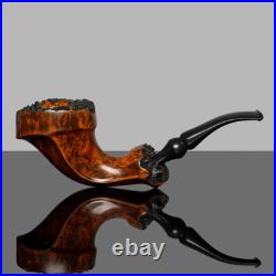 MUXIANG Briar Wooden Horn Pipe Handmade Wooden Tobacco Smoking Pipe Burl Ebonite