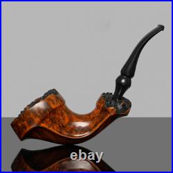 MUXIANG Briar Wooden Horn Pipe Handmade Wooden Tobacco Smoking Pipe Burl Ebonite